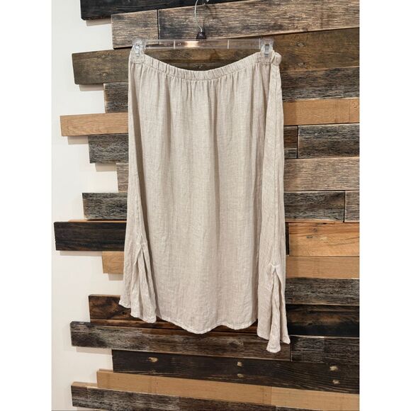 Flax linen skirt elastic waist sz L - Picture 1 of 6